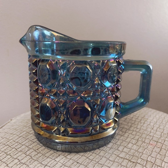 Vintage Indiana Windsor Iridescent Blue Carnival Glass - Creamer only - Picture 6 of 7